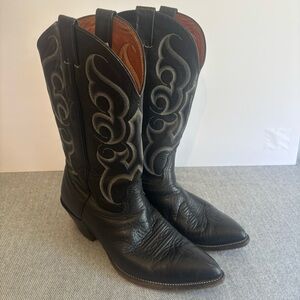 Nocona Black Leather Cowboy Boots Men’s 10D – Made in USA Western Classic
